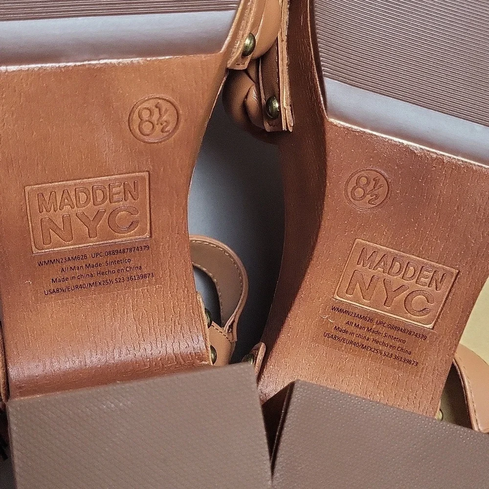 Madden NYC Cognac Braided Heel Sandals Women's Shoe Size 8.5 NIB - Picture 5 of 5